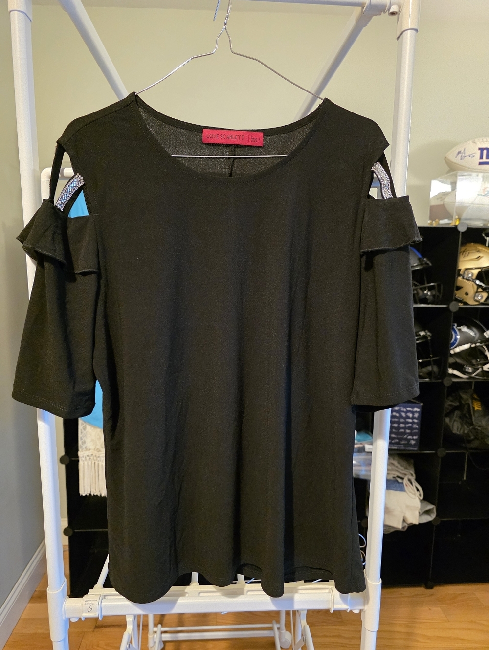 Womens Black Short Sleeve Top Blouse